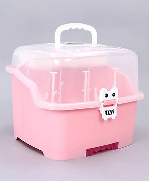 Babyhug 2 in 1 Bottle Drying Rack with Storage Box - Pink (Print May Vary)
