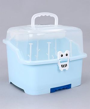 Babyhug 2 in 1 Bottle Drying Rack with Storage Box - Blue (Print May Vary) - 34.5 x 32 x 29 cm
