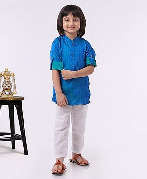 Babyhug Full Sleeves Kurta & Pyjama Set - Navy Blue
