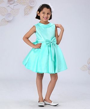 Mark & Mia Sleeveless Party Wear Solid Color Frock - Green