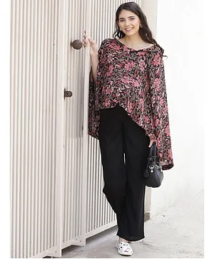 Mine4Nine Solid Elasticated Maternity Trouser - Black