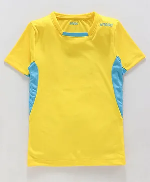 KASGO Half Sleeves Solid Tee - Yellow & Blue