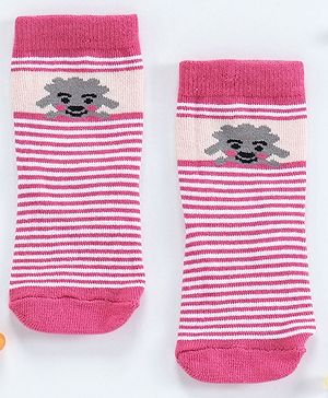 Cute Walk by Babyhug Striped  Antibacterial Ankle Length Socks - Pink
