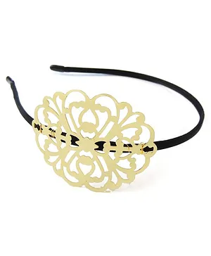 Lime By Manika Gold Brooch Hair Band - Golden & Black