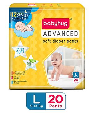 Babyhug Advanced Pant Style Diapers Large (L) Size - 20 Pieces - Large Yellow