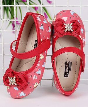 Cute Walk By Babyhug Floral Embellished Party Wear Bellies - Red