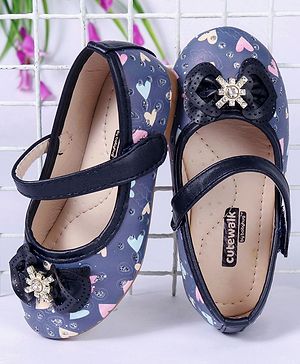 Cute Walk By Babyhug Floral Embellished Party Wear Bellies - Blue