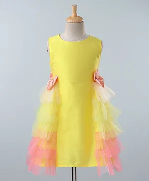 A Little Fable Shaded Sleeveless Side Ruffle Dress - Yellow