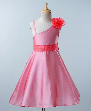 A Little Fable Flower Embellished Sleeveless One Shoulder Dress - Pink