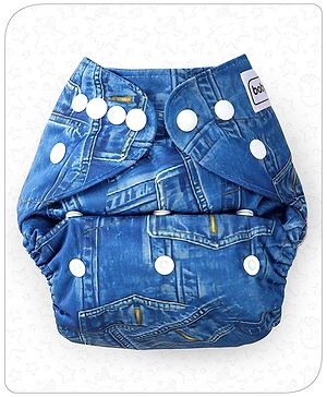 Babyhug Free Size Reusable Cloth Diaper With Insert Denim Print - Blue