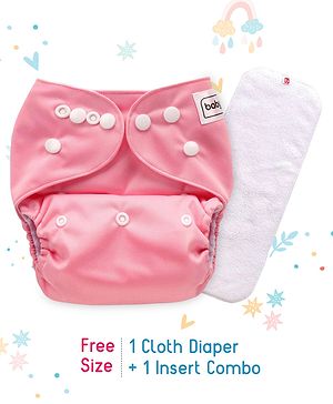Babyhug Free Size Reusable Cloth Diaper With Insert - Pink