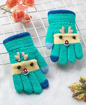 Babyhug Hand Gloves Reindeer Design - Green