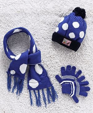 Babyhug Woollen Cap Mittens & Muffler Set - Purple