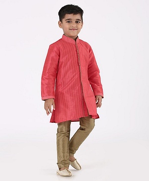 Babyhug Full Sleeves Kurta with Pyjama - Pink Golden