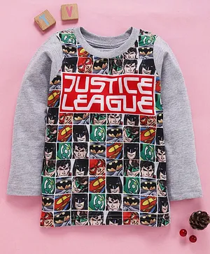 Eteenz Full Sleeves T-Shirt Justice League Print - Grey