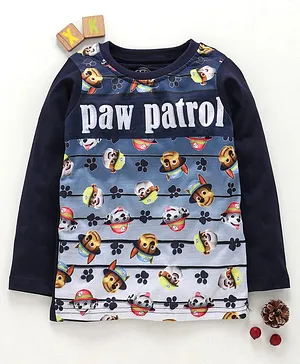 Eteenz Full Sleeves T-Shirt Paw Patrol Print - Navy Blue