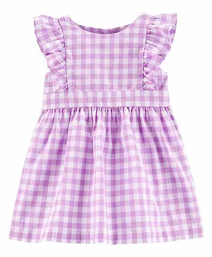 Carter's Gingham Flutter Dress - Purple White
