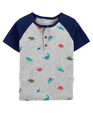 Carter's Dinosaur Raglan Henley - Grey