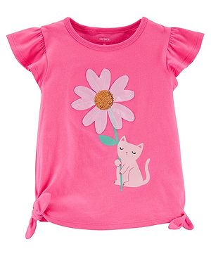 Carter's Daisy Cat Jersey Top - Pink