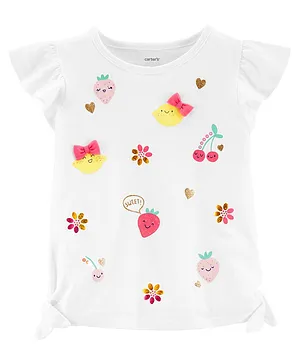 Carter's Glitter Fruit Jersey Top - White