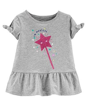 Carter's Glitter Wand Peplum Top - Grey