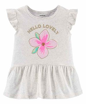 Carter's Glitter Flower Peplum Top - Grey