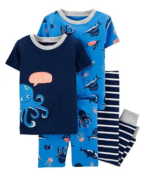 Carter's 4-Piece Octopus Snug Fit Cotton Pajamas - Blue