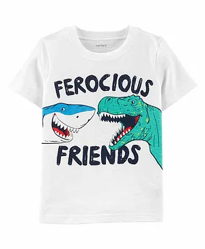 Carter's Ferocious Friends Dinosaur Jersey Tee - White