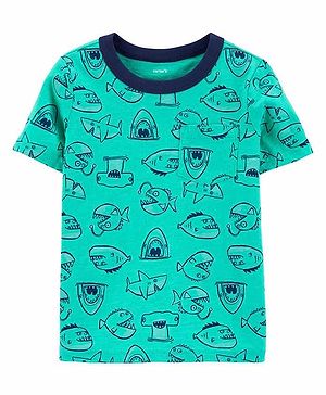 Carter's Short Sleeves Tee Fish Print - Sea Green
