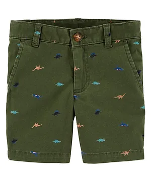 Carter's Dinosaur Flat-Front Shorts - Green