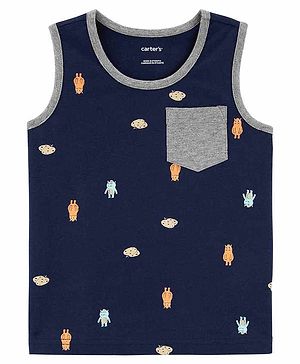 Carter's Sleeveless Tee Allover Print - Navy Blue