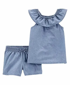 Carter's 2 Piece Chambray Top & Shorts Set  - Blue