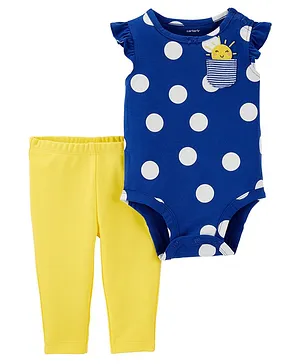 Carter's 2-Piece Polka Dot Bodysuit Pant Set - Blue Yellow