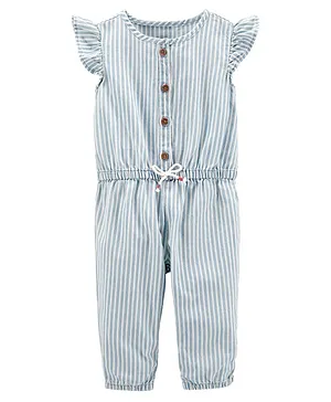 Carter's Striped Chambray Jumpsuit - Blue