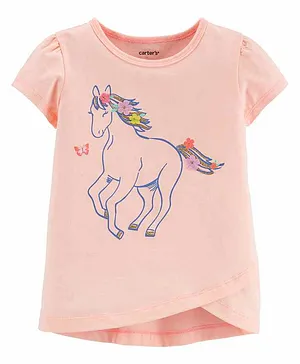 Carter's Glitter Horse Tulip Jersey Tee - Pink