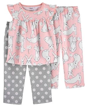 Pink Cute Pig Pattern with Pink Pig Faces Sleeveless Satin Nightdress