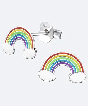 Aww So Cute Rainbow Design 925 Sterling Silver Earrings - Multi Colour