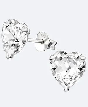 Aww So Cute Heart Stud Design 925 Sterling Silver Earrings - Silver