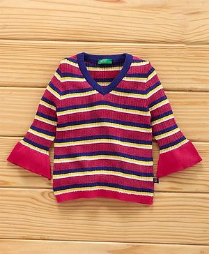 UCB Full Sleeves Stripe Sweater - Red Yellow Blue