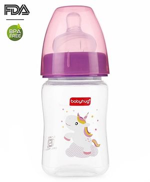 Babyhug Wide Neck Sterilizable Polypropylene Feeding Bottle Pink - 150 ml Babyhug Wide Neck Sterilizable Polypropylene Feeding Bottle Pink - 150 ml