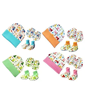 Brandonn Cap Mittens & Booties Set Multi Print Multicolor  -  Diameter 12 cm