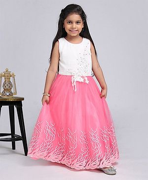 Babyhug Party Wear Sleeveless Embroidered Frock - Pink