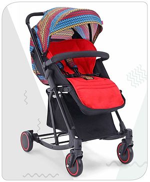 Babyhug Rock Star Stroller Cum Rocker With 5 Point Safety Harness - Red| Reclining Seat| Linked Brake| Adjustable Canopy| Single Hand Fold Babyhug Rock Star Stroller Cum Rocker With 5 Point Safety Harness - Red| Reclining Seat| Linked Brake| Adjustable Canopy| Single Hand Fold