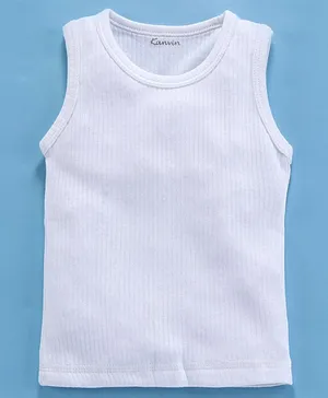Kanvin Sleeveless Solid Color Thermal Vest - White