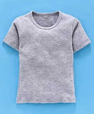 Kanvin Half Sleeves Solid Color Thermal Vest - Grey