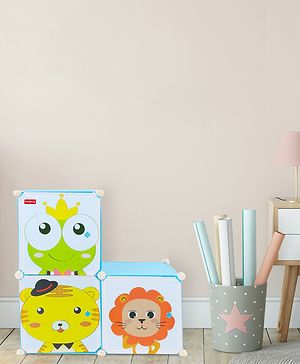 Babyhug 3 Cabinets Detachable Storage Unit Cartoon Print - Blue