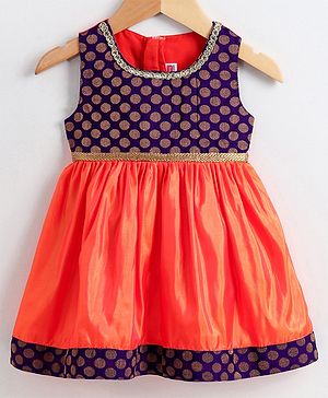 Babyhug Sleeveless Ethnic Dress  - Purple Orange