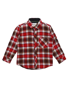 AJ Dezines Checkered Full Sleeves Shirt - Red