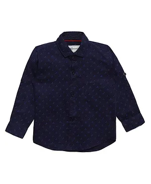 AJ Dezines Triangle Pattern Print Full Sleeves Shirt - Blue
