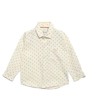 AJ Dezines Triangle Pattern Print Full Sleeves Shirt - Cream